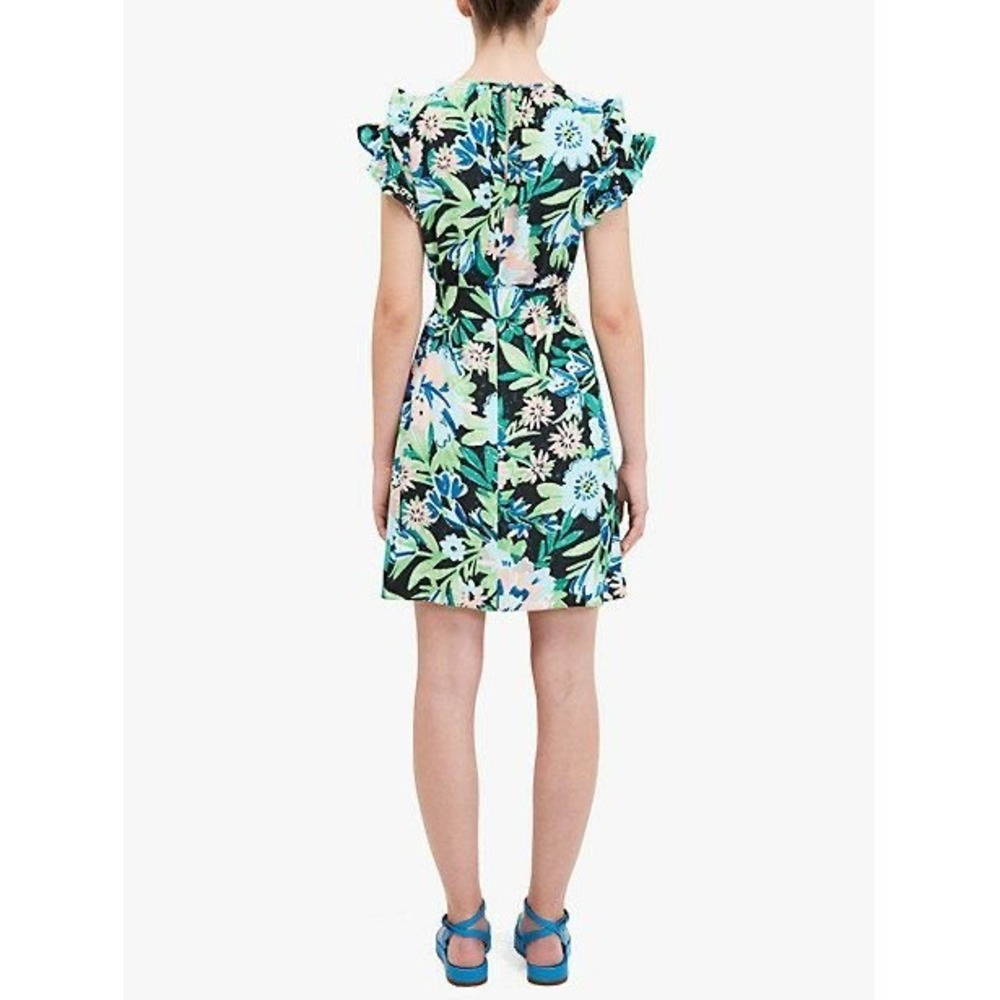 Kate Spade NewYork Full Bloom Floral Flutter Sleeve Tie Waist Mini Dress size 14 - Picture 2 of 12